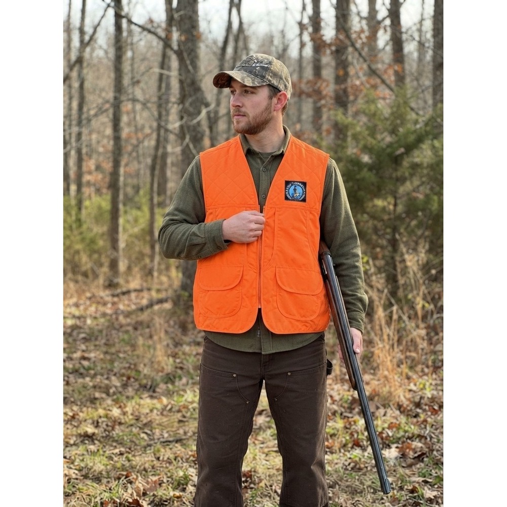 Master Sportsman Blaze Orange Hunting Vest Medium Quilted Zip Utility Gorpcore